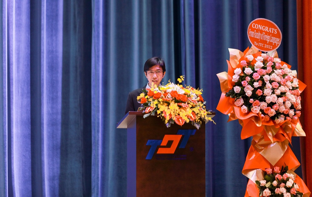 Dr. Vo Hoang Duy - the Vice President of TDTU giving a speech at the opening ceremony.